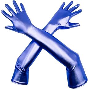 Men's and Women's Shiny Metallic Spandex Opera Party Costume Gloves Wet Look Gloves