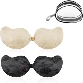 Strapless Sticky Bra Push Up, Invisible Bras for Women Adhesive Backless Bra Push Up Reusable