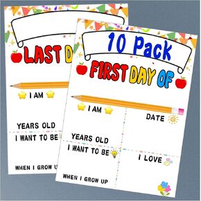 10pack First & Last Day of School Board - First Day of School Sign - Back to School Supplies - 1st Day of Kindergarten Preschool Chalkboard Photo Prop, Back to School Gifts for Kids Girls Boys