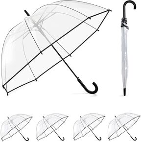 6 Pack 47 Inch Clear Bubble Umbrella – See Through, Rain & Windproof Umbrella - Perfect for Weddings, Prom, Graduation and Outdoor Events - Automatic Open, Clear Dome Umbrella