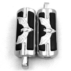 XKMT-Chromed Eagle Hawk Shape Foot Pegs Compatible With 1984-2015 Universal Harley Davidson Road King Glide Street Glide CVO Softail Dyna Fat Bob Dyna Super Glide [B018S3WUZ8]