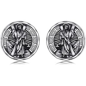 YFN Saint Michael Earrings Sterling Silver Religious Protector Earrings St Michael Archangel Jewelry Gifts for Women Men