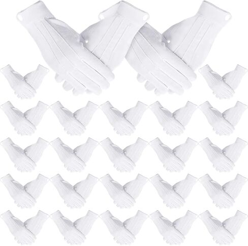 Hercicy White Gloves Men Women Nylon Cotton Gloves Uniform Gloves Dress Gloves Parade Costume for Wedding Formal Tuxedo Party in Saudi Arabia