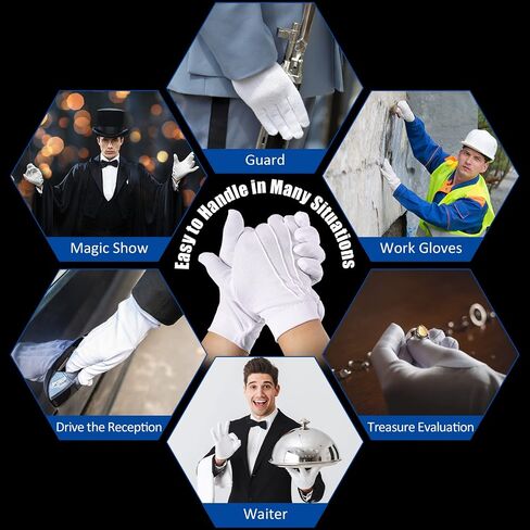 Hercicy White Gloves Men Women Nylon Cotton Gloves Uniform Gloves Dress Gloves Parade Costume for Wedding Formal Tuxedo Party in Saudi Arabia