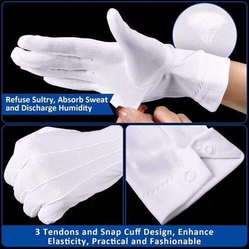 Hercicy White Gloves Men Women Nylon Cotton Gloves Uniform Gloves Dress Gloves Parade Costume for Wedding Formal Tuxedo Party in Saudi Arabia