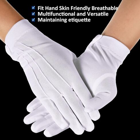 Hercicy White Gloves Men Women Nylon Cotton Gloves Uniform Gloves Dress Gloves Parade Costume for Wedding Formal Tuxedo Party in Saudi Arabia