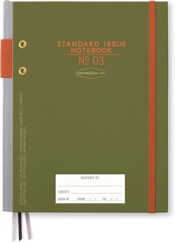 DesignWorks Ink Standard Issue Army Green and Chili Planner Notebook No. 3 Journal with 192 Lined Pages, Elastic Closure, Pen Holder, and 3 Ribbon Marker for Work, Writing, Journaling in Saudi Arabia