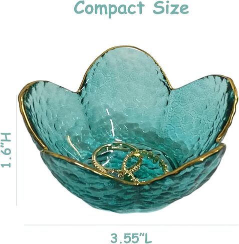 Flower Ring Dish Jewelry Tray, Decorative Glass Trinket Dish, Modern Accent Tray for Vanity Home Décor Bathroom (Crystal Amber) in Saudi Arabia