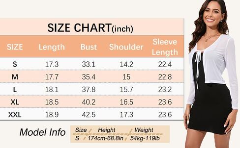 Women's Bolero Sheer Shrug Tie Front Crop Cardigan Lightweight Stretch Long Sleeve Summer Cover Up S-2XL in Saudi Arabia