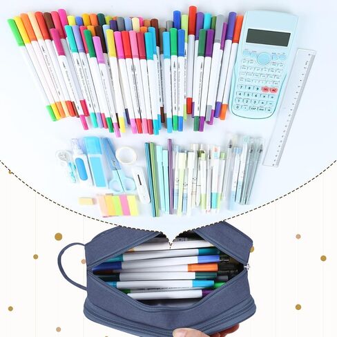 Homecube Oxford Cloth Storage Bag Pen Holder Makeup Handbag Stationery Organizer Pencil Pouch with Zipper for School & Office 9.05x2.95x4.72 inches - Gray in Saudi Arabia
