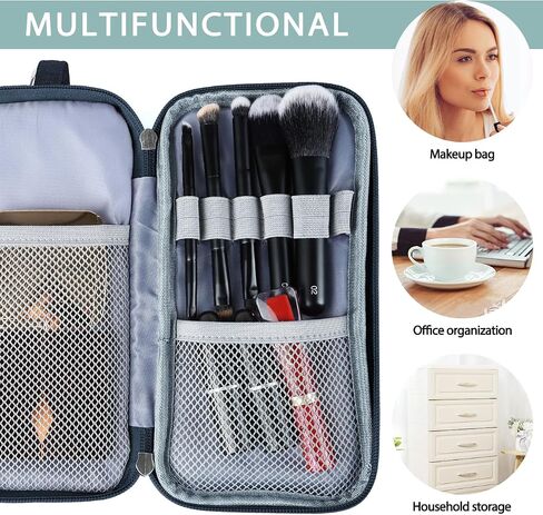 Homecube Oxford Cloth Storage Bag Pen Holder Makeup Handbag Stationery Organizer Pencil Pouch with Zipper for School & Office 9.05x2.95x4.72 inches - Gray in Saudi Arabia