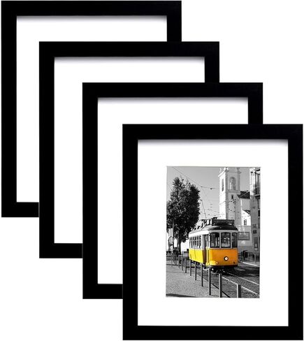 إطار صورة Picrit مقاس 8 × 10 للتركيب على الحائط أو عرض سطح الطاولة، مجموعة من 4 قطع، مصنوعة من زجاج حقيقي عالي الدقة، عرض 5 × 7 مع حصيرة أو 8 × 10 بدون حصيرة in Kuwait