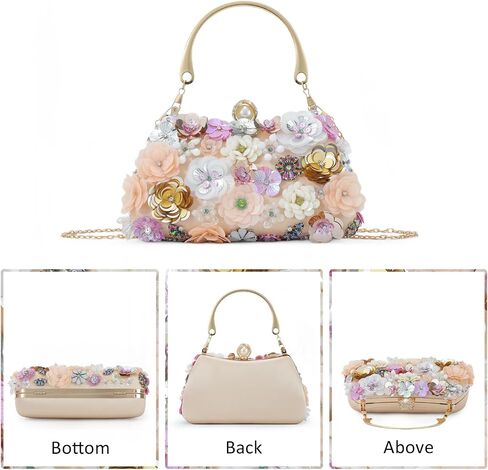 Lanpet Clutch Purses for Women Flower Evening Handbag Chain Strap Shoulder Bag for Formal Wedding Party in Saudi Arabia