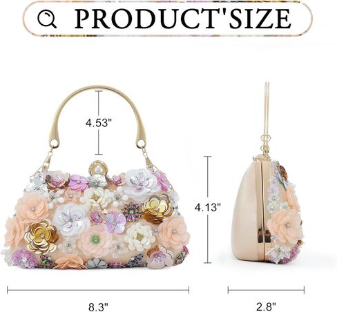 Lanpet Clutch Purses for Women Flower Evening Handbag Chain Strap Shoulder Bag for Formal Wedding Party in Saudi Arabia