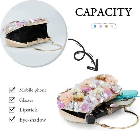 Lanpet Clutch Purses for Women Flower Evening Handbag Chain Strap Shoulder Bag for Formal Wedding Party in Saudi Arabia