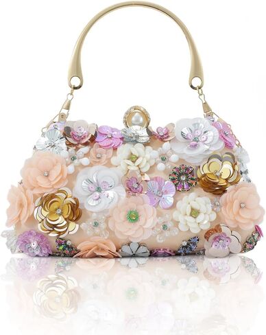 Lanpet Clutch Purses for Women Flower Evening Handbag Chain Strap Shoulder Bag for Formal Wedding Party in Saudi Arabia