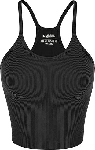 قميص بدون أكمام مضلع للنساء 2024، بلايز للتمرين بظهر متسابق بدون خياطة، بلايز رياضية أساسية، بلايز قصيرة لرياضات اليوغا in Kuwait