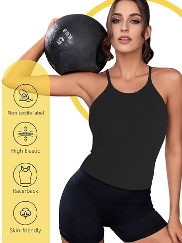 قميص بدون أكمام مضلع للنساء 2024، بلايز للتمرين بظهر متسابق بدون خياطة، بلايز رياضية أساسية، بلايز قصيرة لرياضات اليوغا in Kuwait