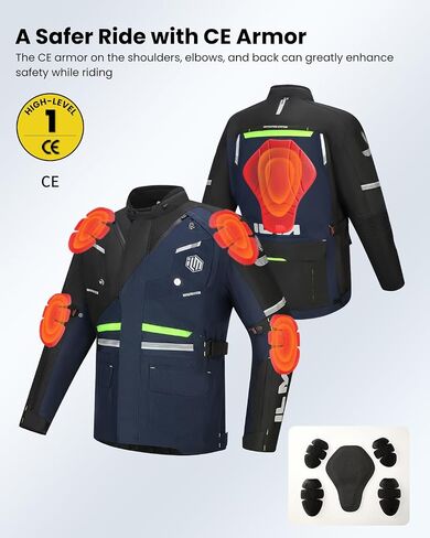 ILM Motorcycle Jacket with CE Armor and Removable Liner Protective All Season Waterproof Jacket for Men Women Model JRL2 in Saudi Arabia