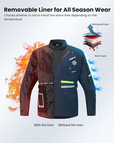 ILM Motorcycle Jacket with CE Armor and Removable Liner Protective All Season Waterproof Jacket for Men Women Model JRL2 in Saudi Arabia