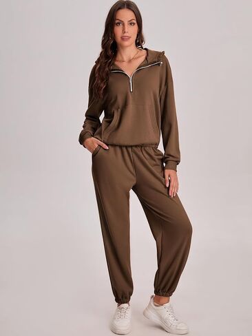 Bloggerlove Women's 2 Piece Jogger Lounge Sets 2024 Matching Sweat Zip Hoodie Sweatshirts Sweatpants Tracksuits Fall Outfits in Saudi Arabia