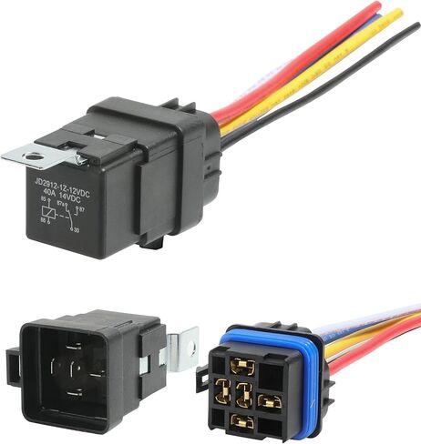 5-PIN SPDT مرحل السيارات، مرحل سيارة مقاوم للماء، مرحل بحري، 12 فولت تيار مستمر مرحل مقاوم للحريق مع سرج، أسلاك نحاسية معلب للخدمة الشاقة 12 AWG، يناسب عالمي للسيارة والقارب والشاحنة والشاحنة والدراجة النارية in Kuwait