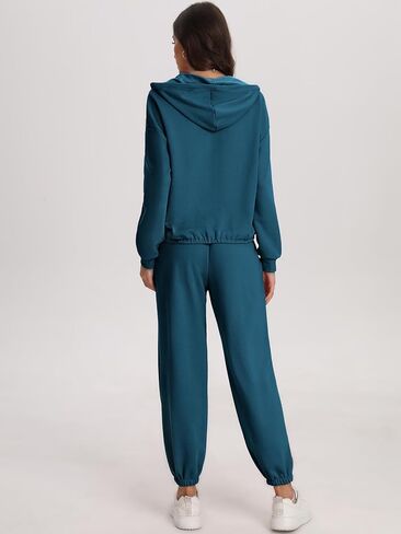 Bloggerlove طقم صالة الركض للسيدات مكون من قطعتين 2024 بلوزات وقلنسوة بسحاب متطابقة للعرق وبلوزات رياضية ملابس الخريف in Kuwait