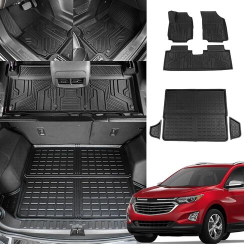 Floor Mats Compatible with 2018-2025 Chevrolet Equinox Cargo Liner Gmc Terrain Trunk Mat All Weather Seat Back Protector 2024 Chevy Equinox Accessories (Set of 8 Mats) in Saudi Arabia