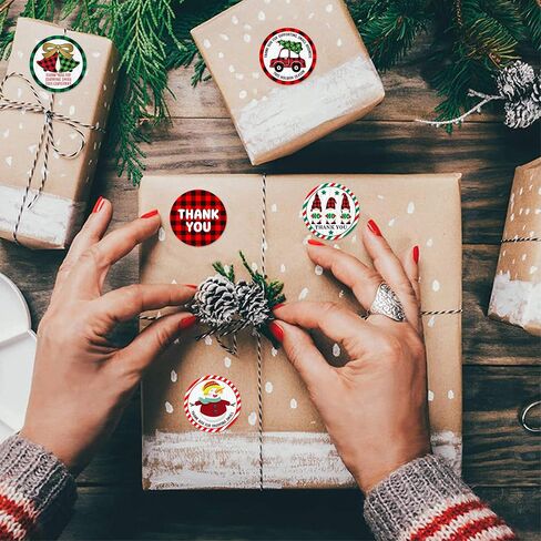 360 قطعة من ملصقات عيد الميلاد الجاموس المنقوشة شكرًا لك، عيد الميلاد شكرًا لك على دعم ملصقات أعمالي الصغيرة، ملصقات عيد الميلاد شكرًا لك على أختام المغلف وبطاقات التهنئة هدية هدية in Saudi Arabia