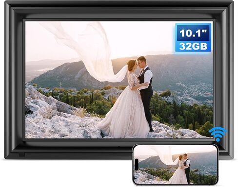 إطار صور رقمي واي فاي مقاس 10.1 بوصة من Arktronic، إطار صور سحابي ذكي بشاشة تعمل باللمس IPS مع مساحة تخزين 16 جيجابايت، قابل للتركيب على الحائط، تدوير تلقائي، مستشعر حركة، هدية للأجداد in Kuwait