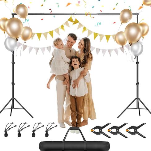 Backdrop Stand 10x10ft, Back Drop Stand for Party | Adjustable Photo Background Stand Support Kit with 6 Clamps, 2 Sandbags and Carry Bag for Parties Wedding Photography in Saudi Arabia