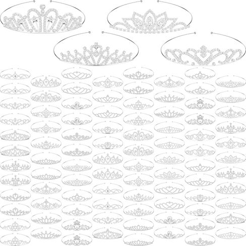 Jexine 96 PCS Tiara Bulk for Girl Princess Tiaras Crowns Rhinestone Crown Party Accessories Crystal Tiaras Headband for Girl in Saudi Arabia