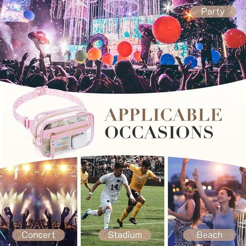 Missnine Clear Fanny Pack Stadium Approved for Women Clear Bag for Stadium Events Concert Clear Belt Bag Transparent Waist Bag with adjustable strap for Sports, Travel, Beach in Saudi Arabia