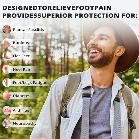 حذاء LARNMERN رجالي لتقويم العظام سهل الارتداء مقاوم للماء وغير قابل للانزلاق، حذاء مشي يدعم قوس القدم ونعال داخلية لتخفيف آلام التهاب اللفافة الأخمصية، أسود 8.5 in Kuwait