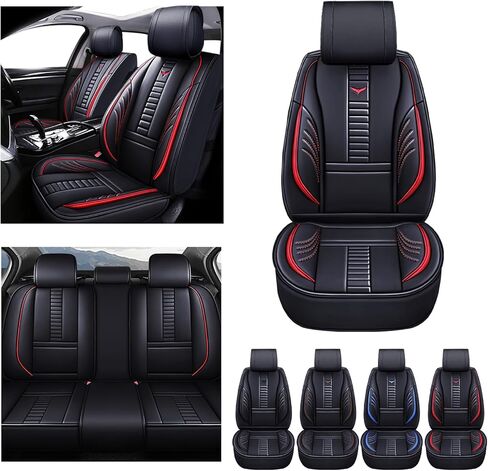 5 Car Seat Covers for Ford F-150 2009-2023 F-250 F-350 F-450 2015-2023, Automotive Seat Cover Accessories Breathable & Soft Faux Leather Cushion 3D Protection(All Black) in Saudi Arabia