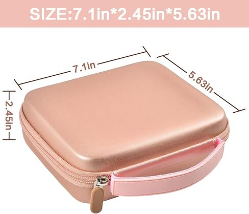 حافظة متوافقة مع طابعة الصور الفورية HP Sprocket 3x4، وحامل تخزين ومنظم حمل مع جيب شبكي لورق الزنك، وألبوم الصور، وأقلام التحديد، والملصقات وغيرها من الملحقات (العلبة فقط) - ذهبي وردي in Kuwait