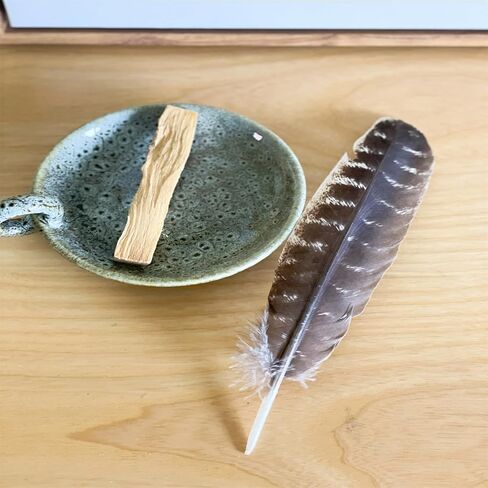 Vintage Handles Ceramic Incense Holder for Palo Santo Sticks with Smudging Feather and Palo Santo for Spiritual Gifts for Women (Khaki) in Saudi Arabia
