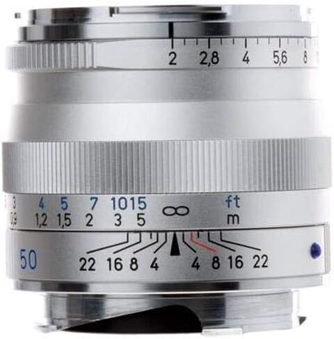 عدسة كاميرا ZEISS Ikon Planar T* ZM 2/50 القياسية لكاميرات Leica M-Mount Rangefinder، فضي in Kuwait