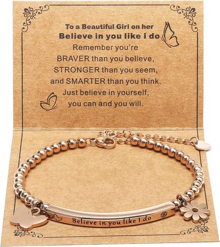 DS Inspirational Leather Bracelet for Women Christian Engraved Bibler Verse Cross Butterfly Daisies Charm Bracelet, Exquisite Stainless Steel Jewelry Daughter Best Friend Bestie in Saudi Arabia