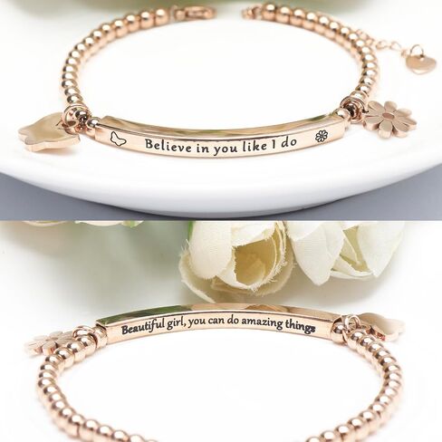 DS Inspirational Leather Bracelet for Women Christian Engraved Bibler Verse Cross Butterfly Daisies Charm Bracelet, Exquisite Stainless Steel Jewelry Daughter Best Friend Bestie in Saudi Arabia