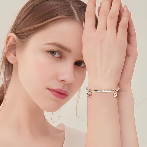 DS Inspirational Leather Bracelet for Women Christian Engraved Bibler Verse Cross Butterfly Daisies Charm Bracelet, Exquisite Stainless Steel Jewelry Daughter Best Friend Bestie in Saudi Arabia