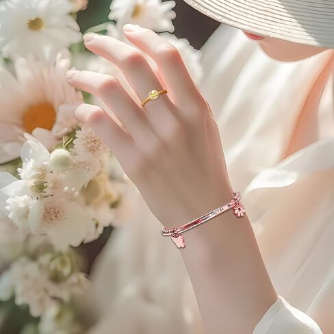 DS Inspirational Leather Bracelet for Women Christian Engraved Bibler Verse Cross Butterfly Daisies Charm Bracelet, Exquisite Stainless Steel Jewelry Daughter Best Friend Bestie in Saudi Arabia