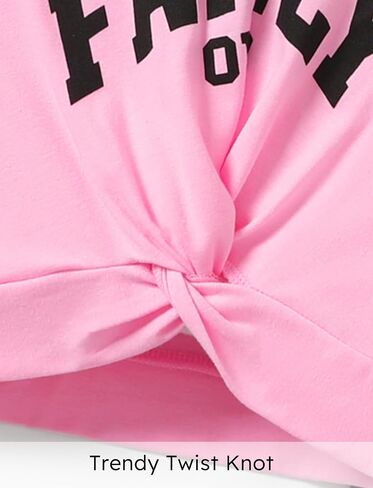 PATPAT Girl's 2 Piece Outfits Short Sleeve Twist Front Tee Top and Elastic Sweatpants Summer Clothes Set 5-12Y in Saudi Arabia