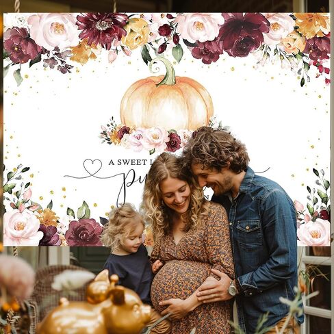 Mocsicka Burgundy Fall Pumpkin Baby Shower Backdrop Girl Autumn Baby Shower Background Little Pumpkin Baby Shower Party Decorations Banner Photo Studio Props (5x3ft) in Saudi Arabia