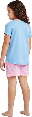 Girls 2-Piece Pajama Set Kids Sleepwear, Short Sleeve Top and Long Pants PJ Set, Lavender in Saudi Arabia