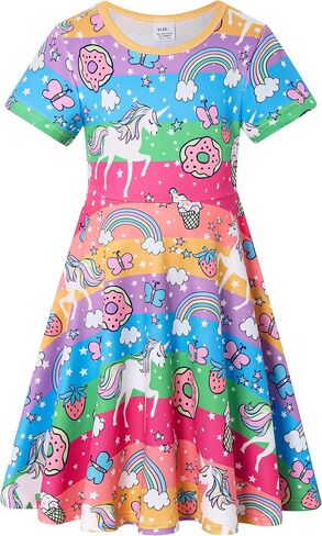 RAISEVERN Toddler Girls Dresses Short Sleeve Casual Midi Sundress 4-9T in Saudi Arabia