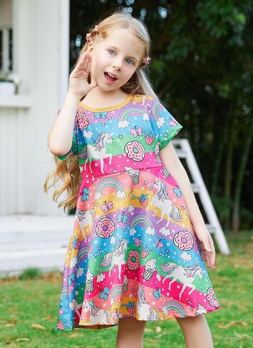 RAISEVERN Toddler Girls Dresses Short Sleeve Casual Midi Sundress 4-9T in Saudi Arabia