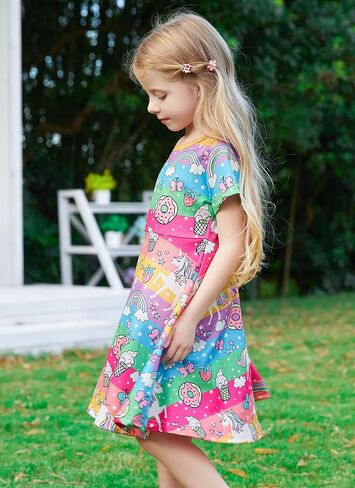 RAISEVERN Toddler Girls Dresses Short Sleeve Casual Midi Sundress 4-9T in Saudi Arabia