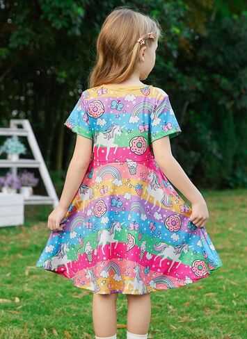 RAISEVERN Toddler Girls Dresses Short Sleeve Casual Midi Sundress 4-9T in Saudi Arabia