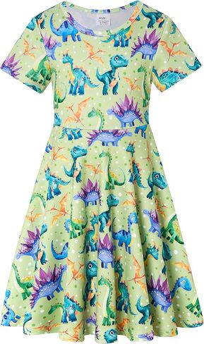 RAISEVERN Toddler Girls Dresses Short Sleeve Casual Midi Sundress 4-9T in Saudi Arabia